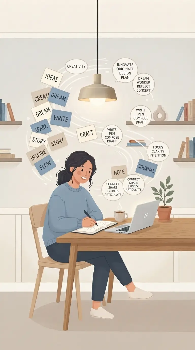 Person writing at cozy desk