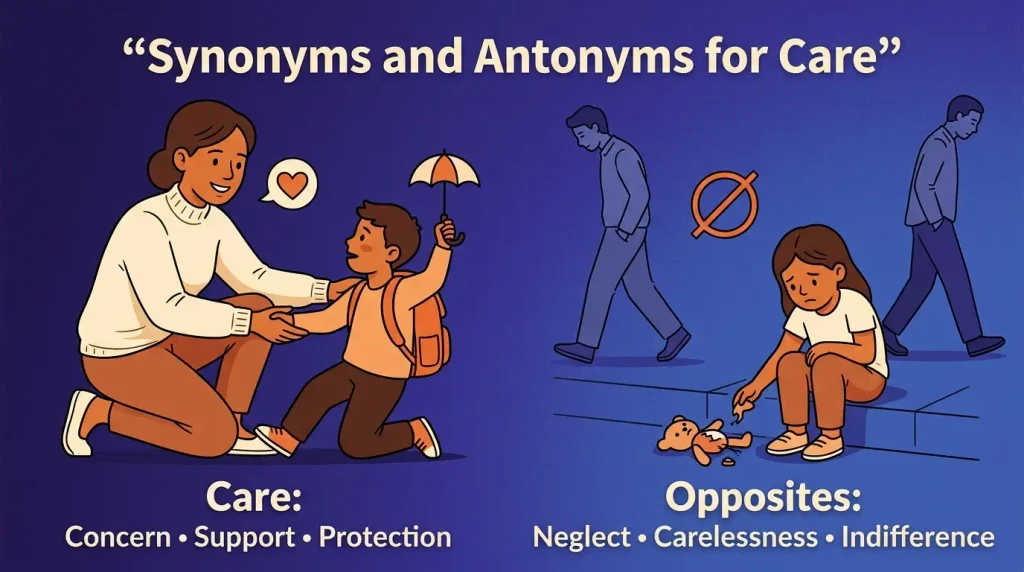 synonyms and antonyms for care