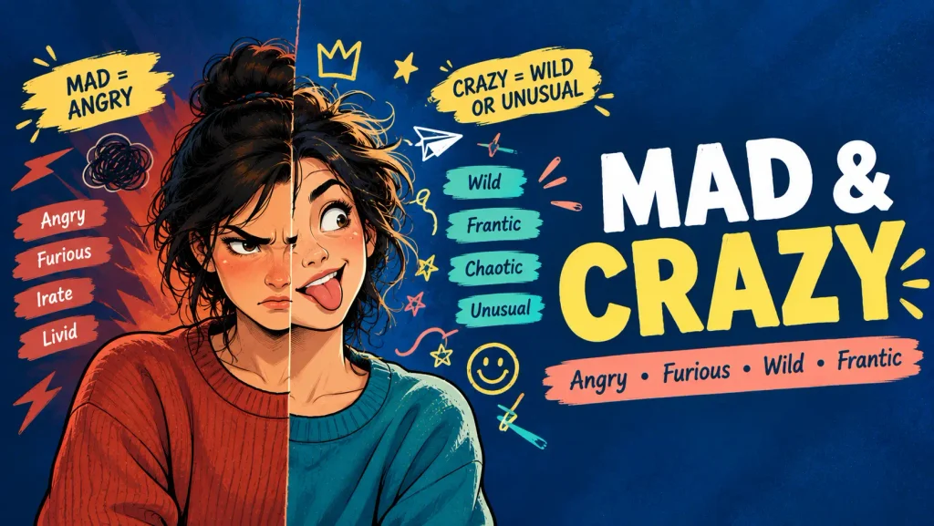 synonyms for mad and crazy