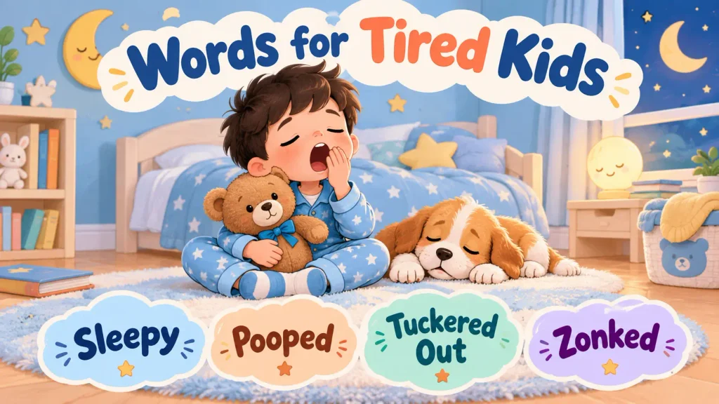 synonyms for tired for kids