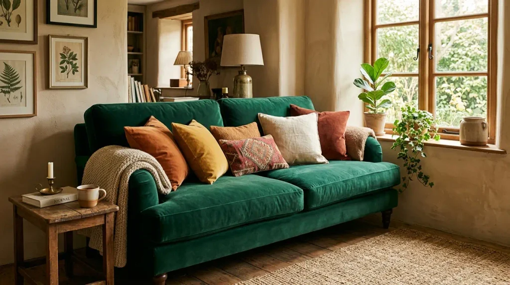 plush luxurious sofa representing very comfortable synonyms