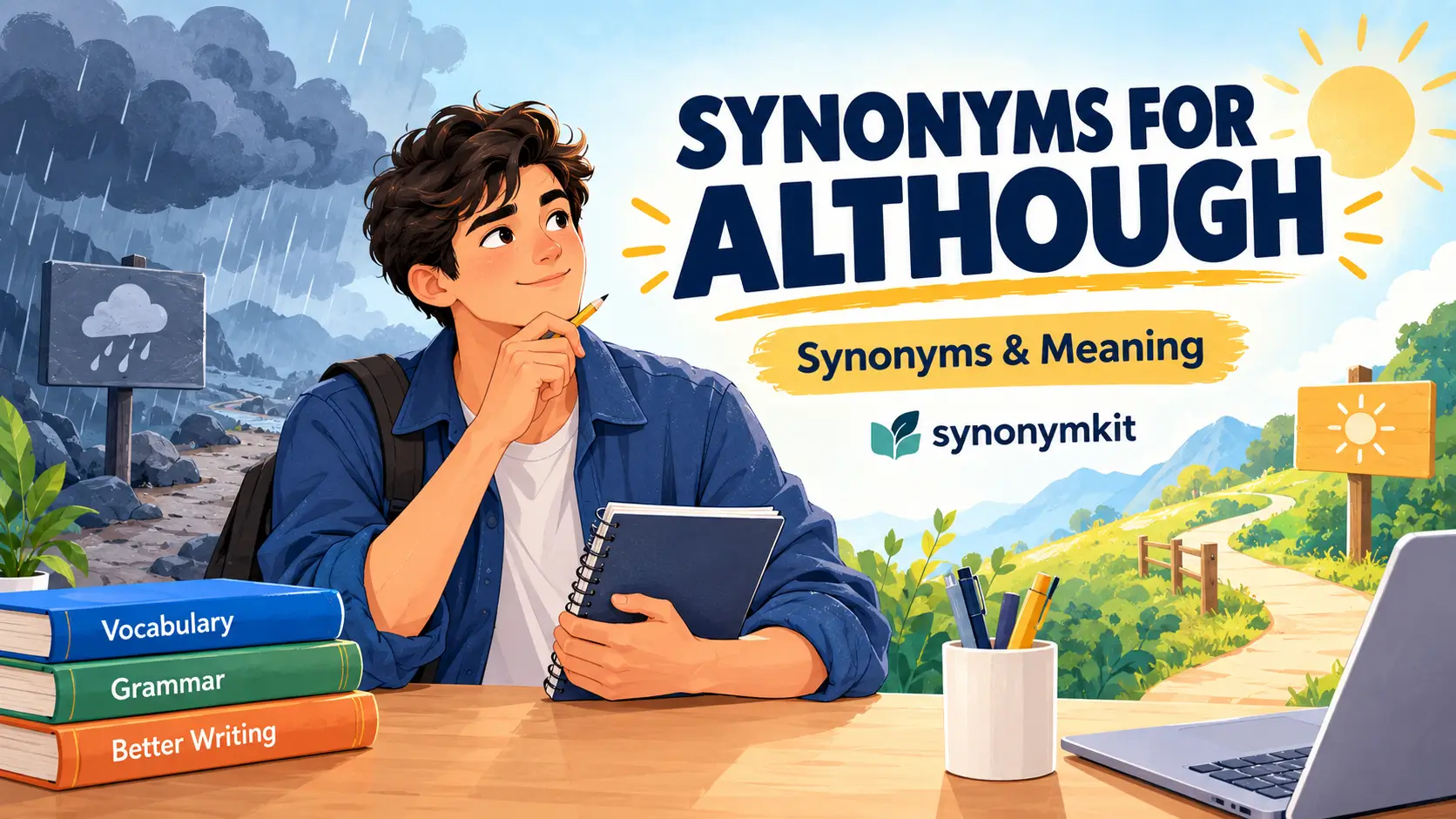 synonyms for although